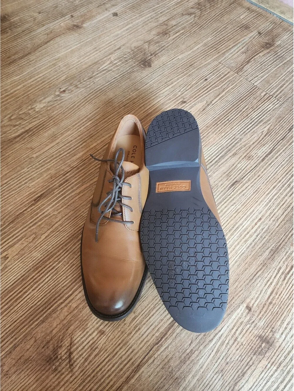 Size 9.5 Cole Haan Men's Tan Leather Dress Shoes with Rubber Sole, Size 10